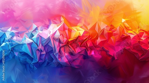 Low poly abstract art with vibrant colors.
