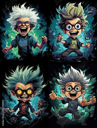 Cartoon image of a white-haired person screaming

