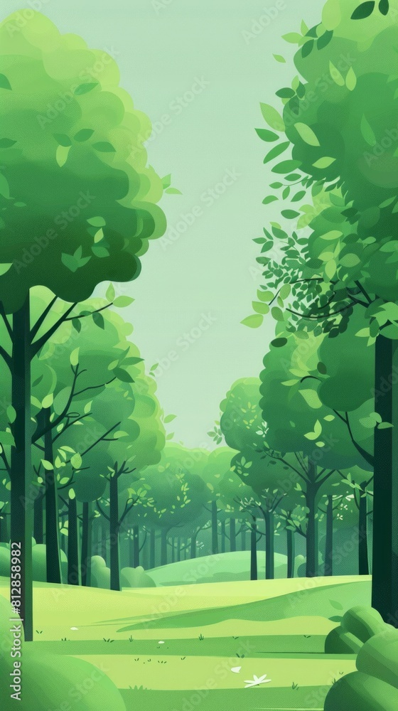 Obraz premium Product booth background: 3D green forest tree product booth background