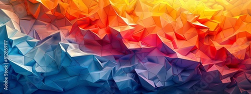 Low poly abstract art with vibrant colors.