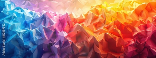 Low poly abstract art with vibrant colors.