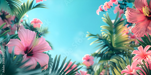 Colorful summer background with copy space background - Ai Generated