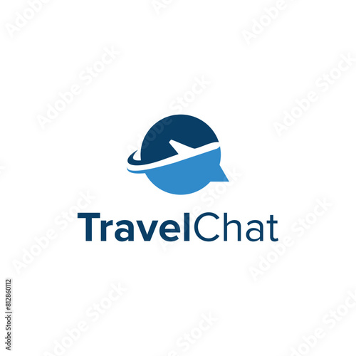 travel chat simple sleek creative modern geometric logo design vector