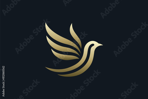 Elegant Golden Bird Logo of Aspiration Symbolizing Freedom and Growth