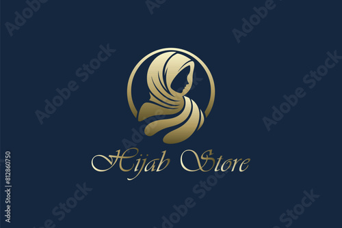 Elegant Hijab Store Logo Traditional and Modern Headscarves Islamic Wear Fashion Woman