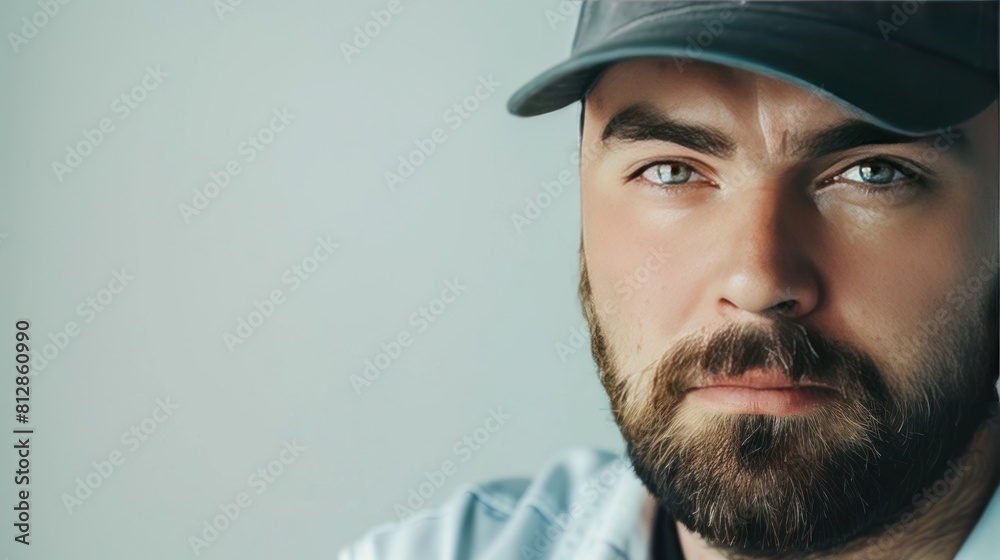 A handsome engineer looks at the camera. on a white background A handsome engineer looks at the camera. on a white background
