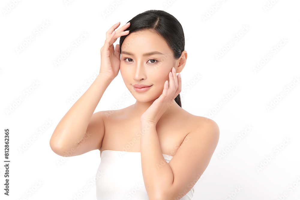 Beautiful young asian woman with clean fresh skin on white background, Face care, Facial treatment, Cosmetology, beauty and spa, Asian women portrait. Beautiful young asian woman with clean fresh skin on white background, Face care, Facial treatment, Cosmetology, beauty and spa, Asian women portrait.