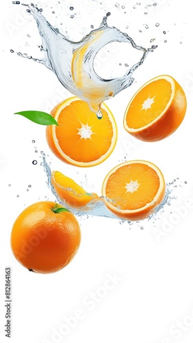 Fresh orange fruit with water splashes isolated on white background.3d iillustration.