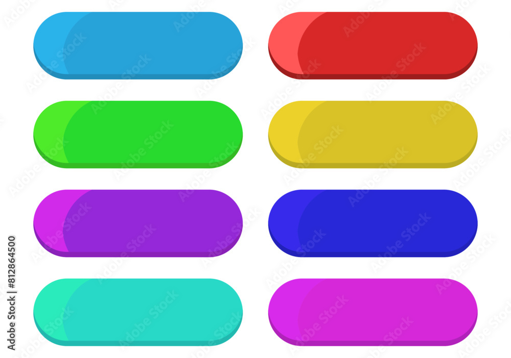 Botones rectangulares de colora azul, rojo, amarillo, morado y verde vacío.