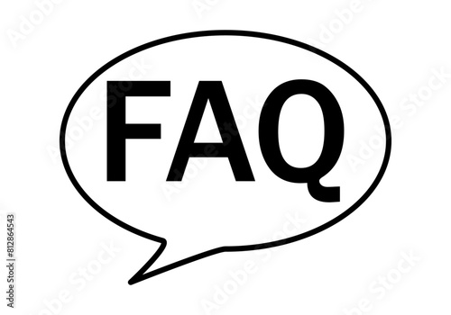 Icono negro de bocadillo de hablar con las siglas FAQ