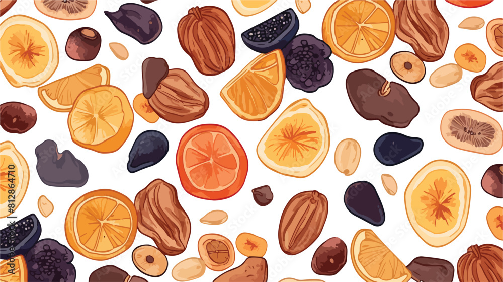 Dried fruits seamless pattern on white background s