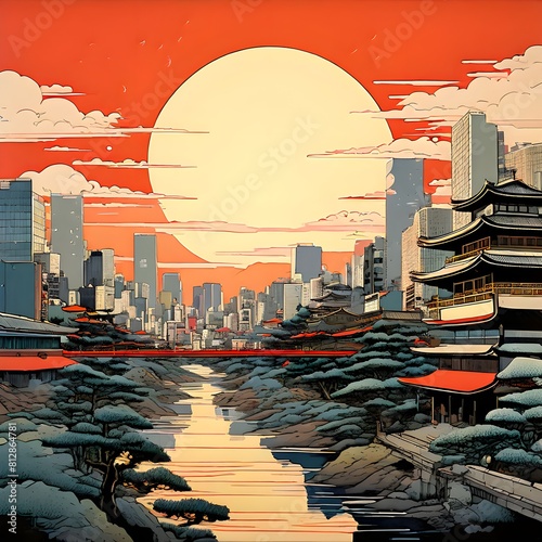 city at sunset