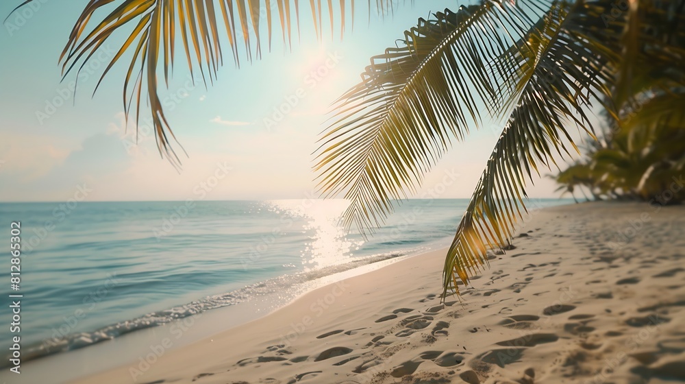Fototapeta premium Palm and tropical beach : Generative AI