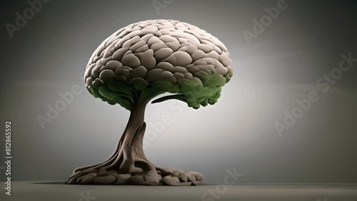 Tree Model With Brain Generative AI photo