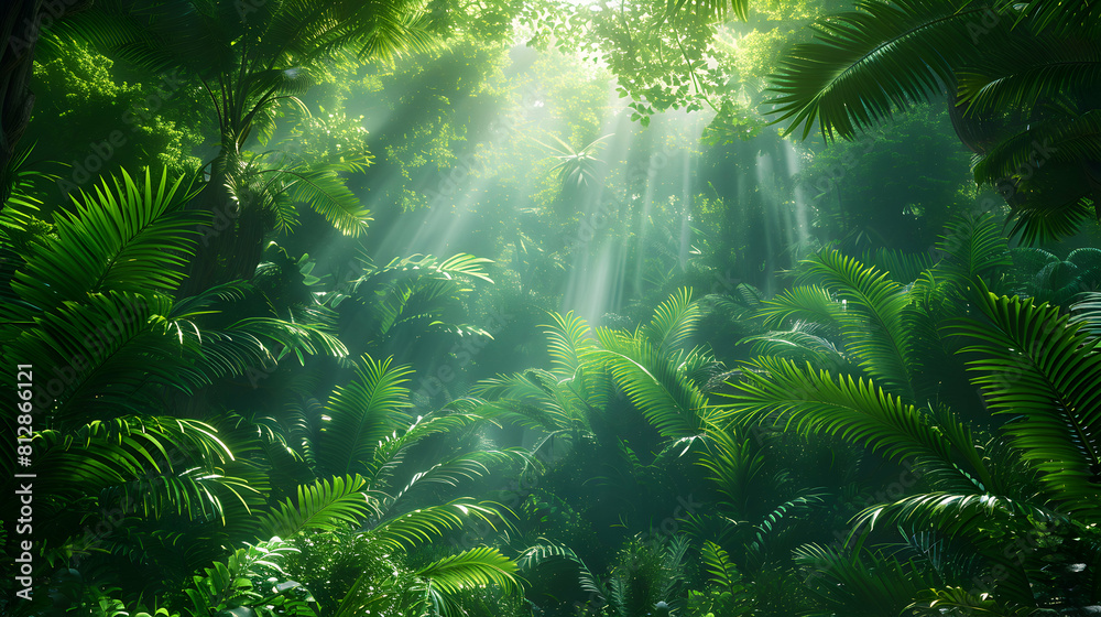 Exploring the Enigmatic Rainforest Canopy in an Ancient Old Growth Forest   A Photo Stock Concept