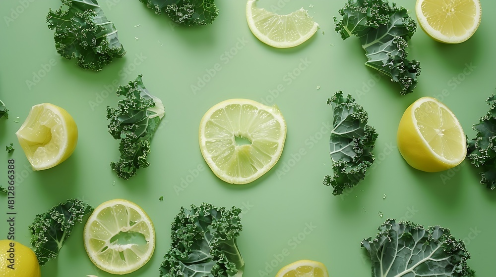 Creative layout made of kale Flat lay Food concept : Generative AI Creative layout made of kale Flat lay Food concept : Generative AI