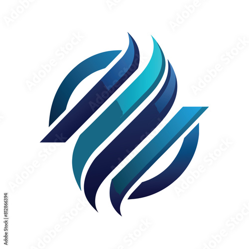 Contemporary logo design featuring a blue and green color scheme with a fish in the center, Contemporary logo incorporating elements of technology and innovation