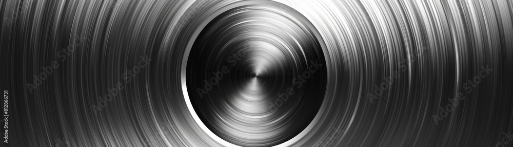 Obraz premium 3D rendering of brushed metal texture with circular brushed pattern in the center.
