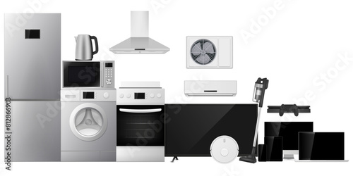 Set of various household appliances. Vector illustration.