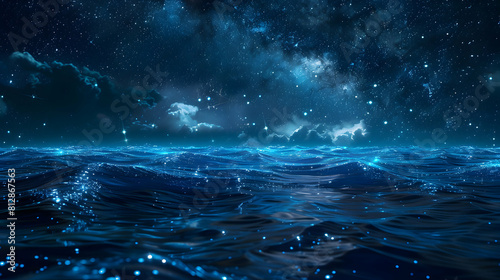 A Starry Night Enhanced by Bioluminescent Waves: A Celestial Connection © Gohgah