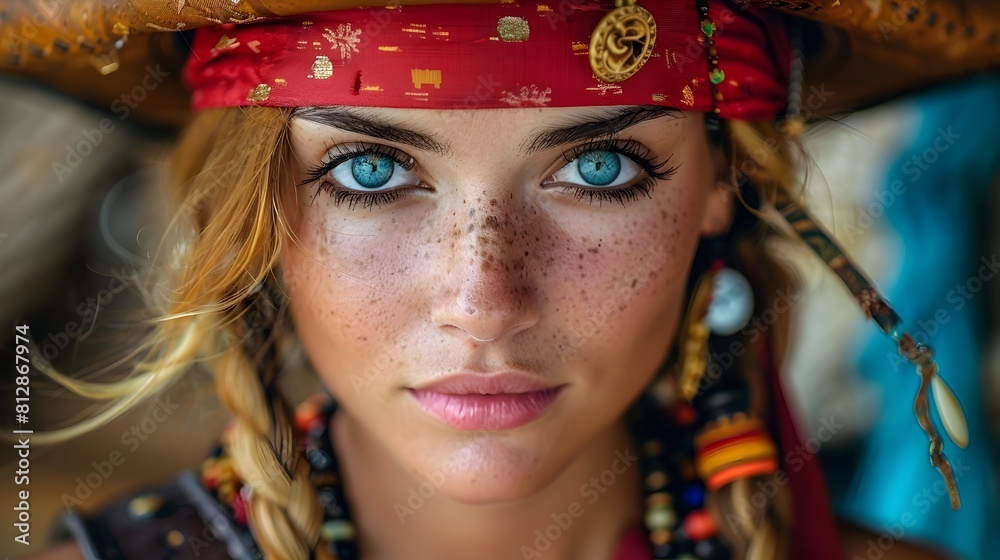 Fierce and Enigmatic Pirate Woman with Dramatic Optical Illusion Fierce and Enigmatic Pirate Woman with Dramatic Optical Illusion