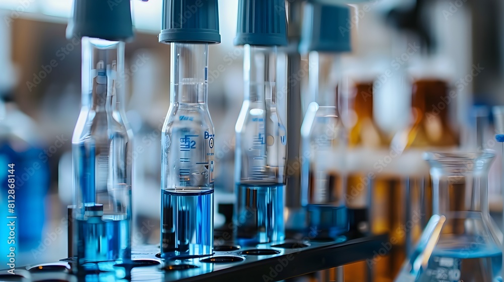 Close-Up View of a Sophisticated Laboratory Setup with Glassware and Medical Equipment Close-Up View of a Sophisticated Laboratory Setup with Glassware and Medical Equipment
