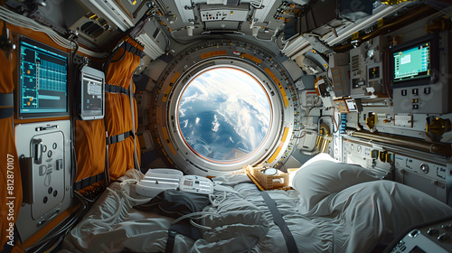 Zero Gravity Experimentation Concept: Researchers Conducting Experiments on International Space Station to Study Material Effects photo
