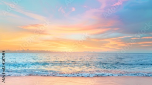 Sea sand sky concept sunset colors clouds horizon horizontal background banner Inspirational nature landscape beautiful colors wonderful scenery of tropical beach Beach sunset summer v : Generative AI