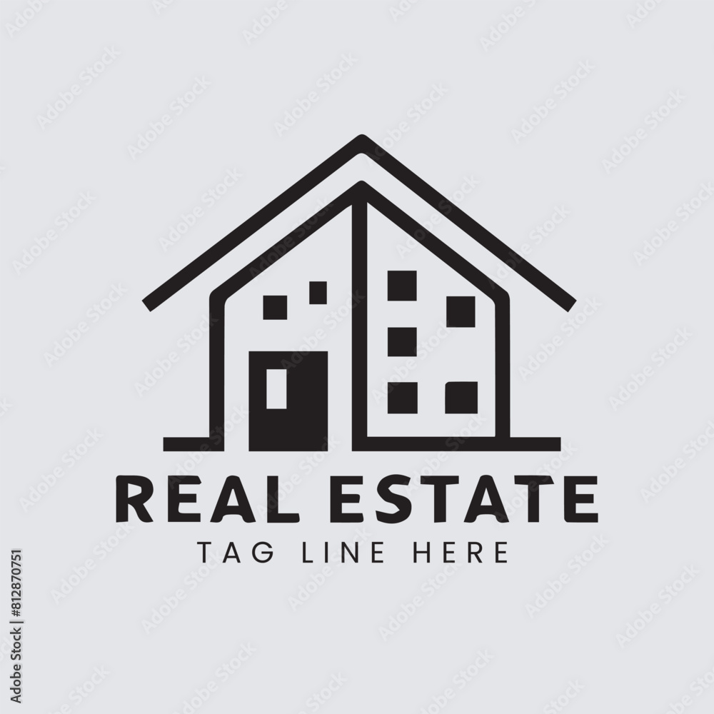 Real estate logo design. Rent, Use For sale of real estate vector logo, House cleaning, home security, real estate auction. Vector building logo concept.