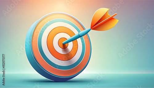 a business aim dart hitting the target dead center, symbolizing precise goal achievement and success in business endeavors