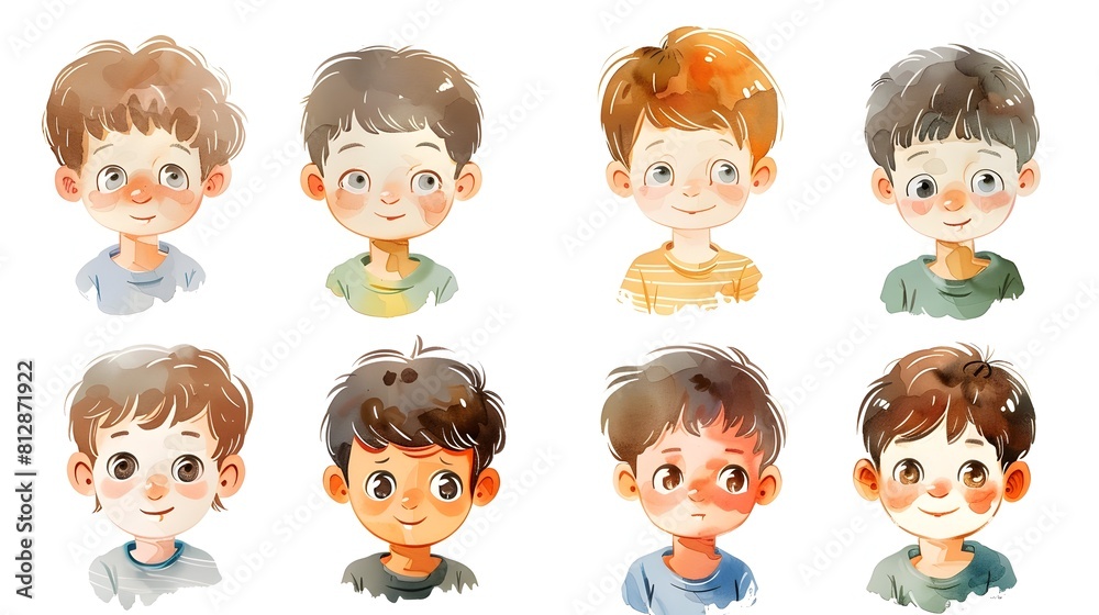 Cheerful Cartoon Characters Collection of Diverse Children s Faces with Friendly Expressions Cheerful Cartoon Characters Collection of Diverse Children s Faces with Friendly Expressions