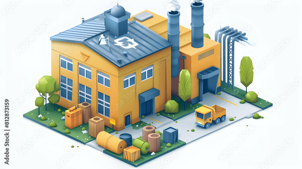 Flat Icon Design: Eco Friendly Material Sourcing for Sustainable Business Practices with Isometric Scene   Reduce Carbon Footprint and Promote Environmental Stewardship