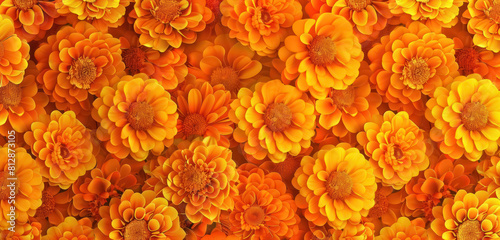 seamless bright orange marigold floral pattern for joyful textile design © Klay