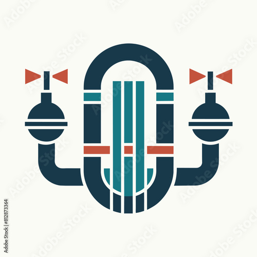 A logo featuring a series of pipes and valves in a sleek modern design, representing a unique company brand identity, A series of pipes and valves in a sleek, modern design, minimalist logo
