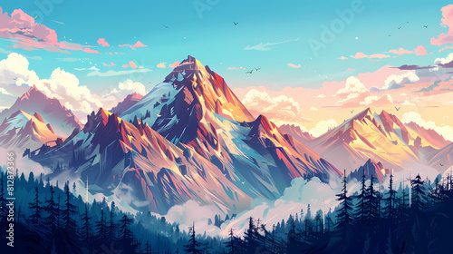 low square mountain ridge Stock vector illustration photo