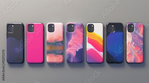 Set of Smartphone Cases Layout Mockup hyper realistic 