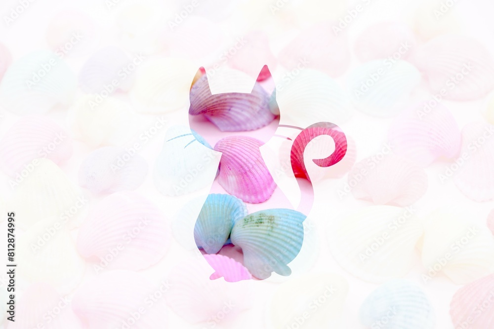 ねこと貝のレター素材 ねこと貝のレター素材
