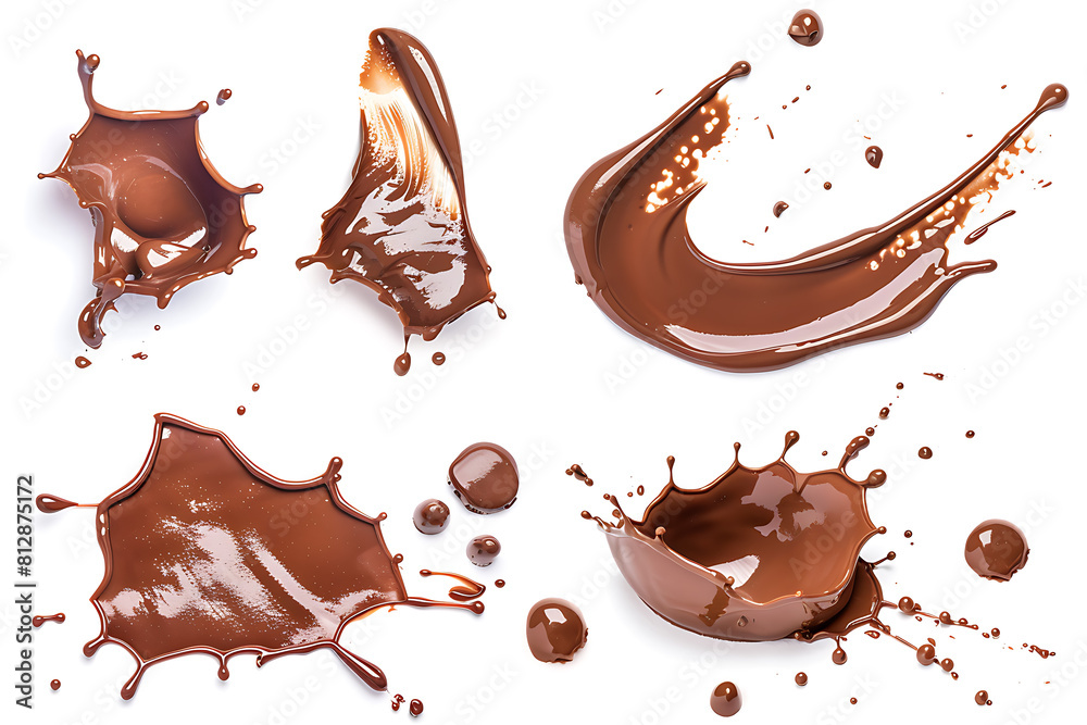 Splash of hot chocolate with splashes, on white background Splash of hot chocolate with splashes, on white background