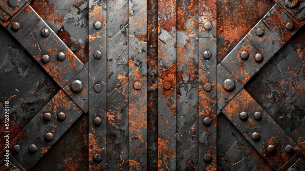 Fototapeta premium Rusted metal texture with rivets.