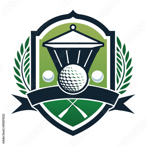 Golf emblem featuring a golf ball and tee, symbolizing the sport of golf, A subtle, sophisticated design for a golf team, minimalist logo