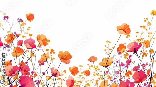 Simple flower shapes at the corners or sides of the page with a blank space for symbol or text.