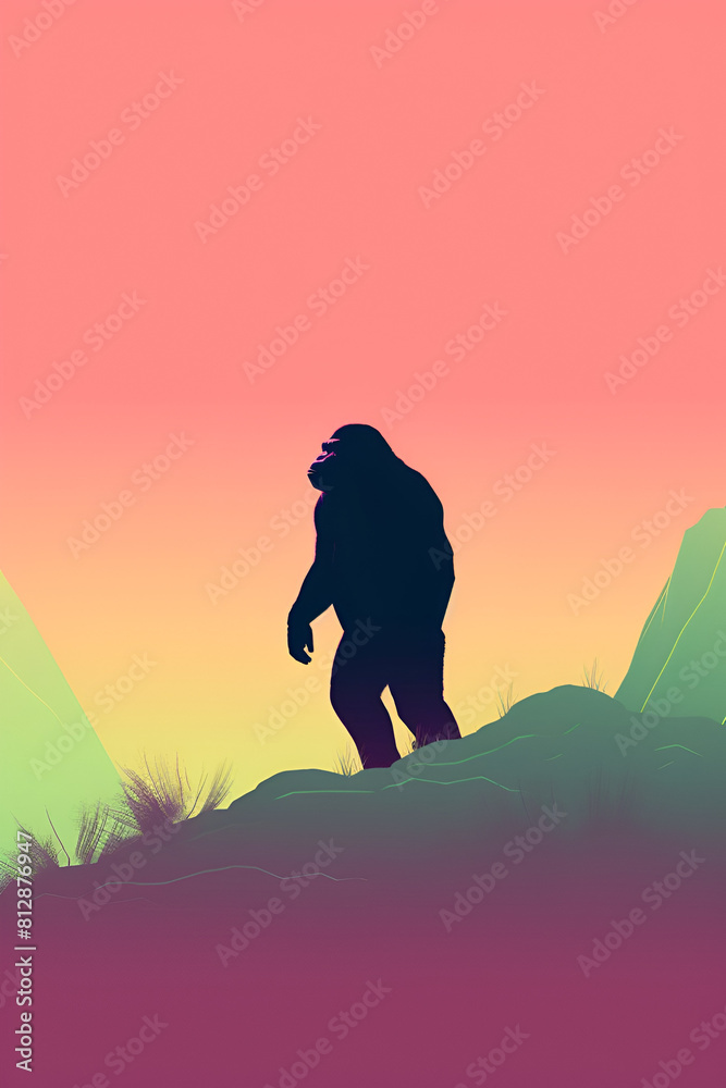 Gorilla with its back turned looks at the horizon