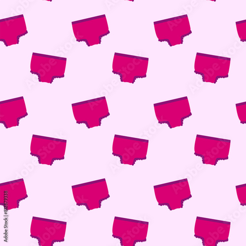 Seamless Pattern with women pink panties. Underwear Background Classic brief, retro high waist or slimming underclothing. Flat vector illustration.