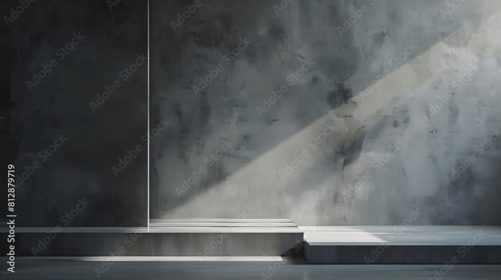 background and concrete backdrop and cement shelf showing products in black and gray empty studio interior and with empty messages background : Generative AI background and concrete backdrop and cement shelf showing products in black and gray empty studio interior and with empty messages background : Generative AI