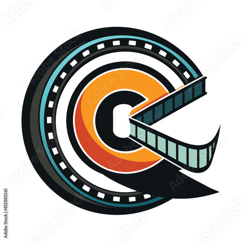 Logo for a film company featuring cinema film strips combined with a letter C design, cinema film strips combine with letter C logo design