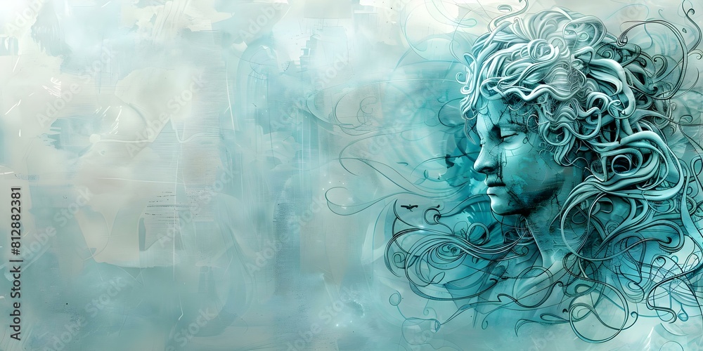 Obraz premium Artistic Depiction of the Gorgon Medusa from Ancient Mythology. Concept Ancient Mythology, Gorgon Medusa, Artistic Depiction, Mythological Creatures, Greek Legends