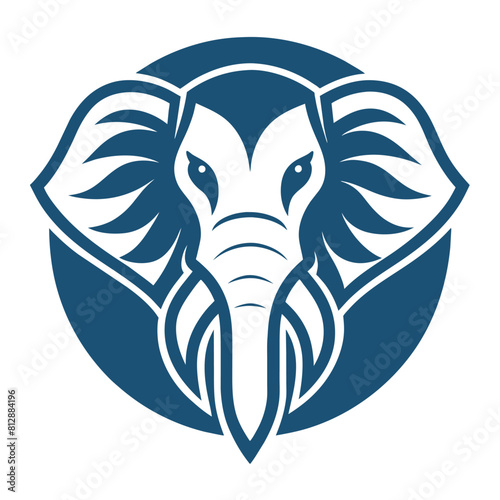 A minimalist logo featuring an elephants head in a circle on a white background, Create a minimalist logo with a subtle nod to the strength and grace of an elephant