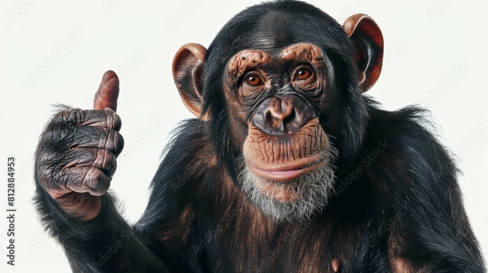 A chimpanzee giving a thumbs up.
A chimpanzee giving a thumbs up.