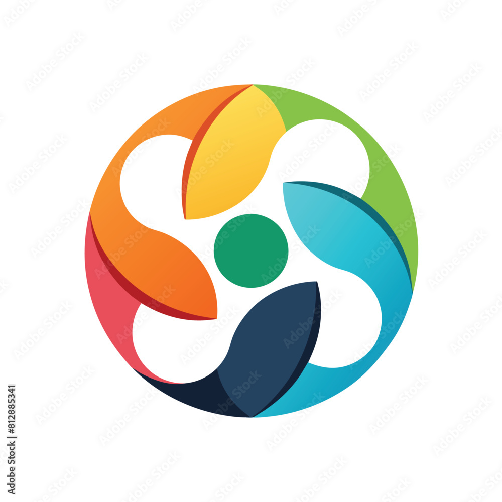 Diverse group of individuals form a circle, holding hands in unity and solidarity, Depict the concept of harmony through shapes and colors, minimalist logo Diverse group of individuals form a circle, holding hands in unity and solidarity, Depict the concept of harmony through shapes and colors, minimalist logo