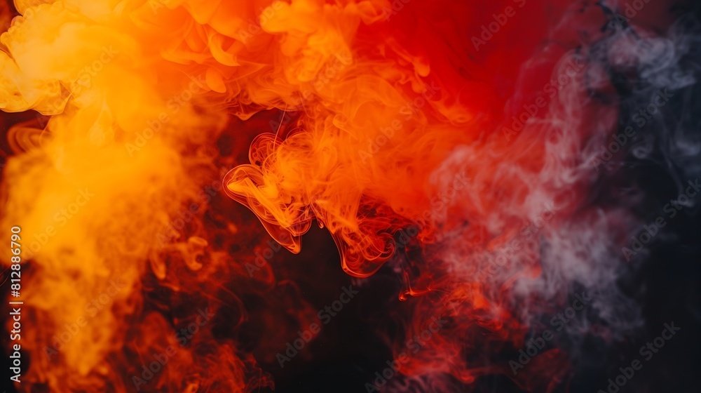 Orange and red steam on a black background Copy space : Generative AI Orange and red steam on a black background Copy space : Generative AI